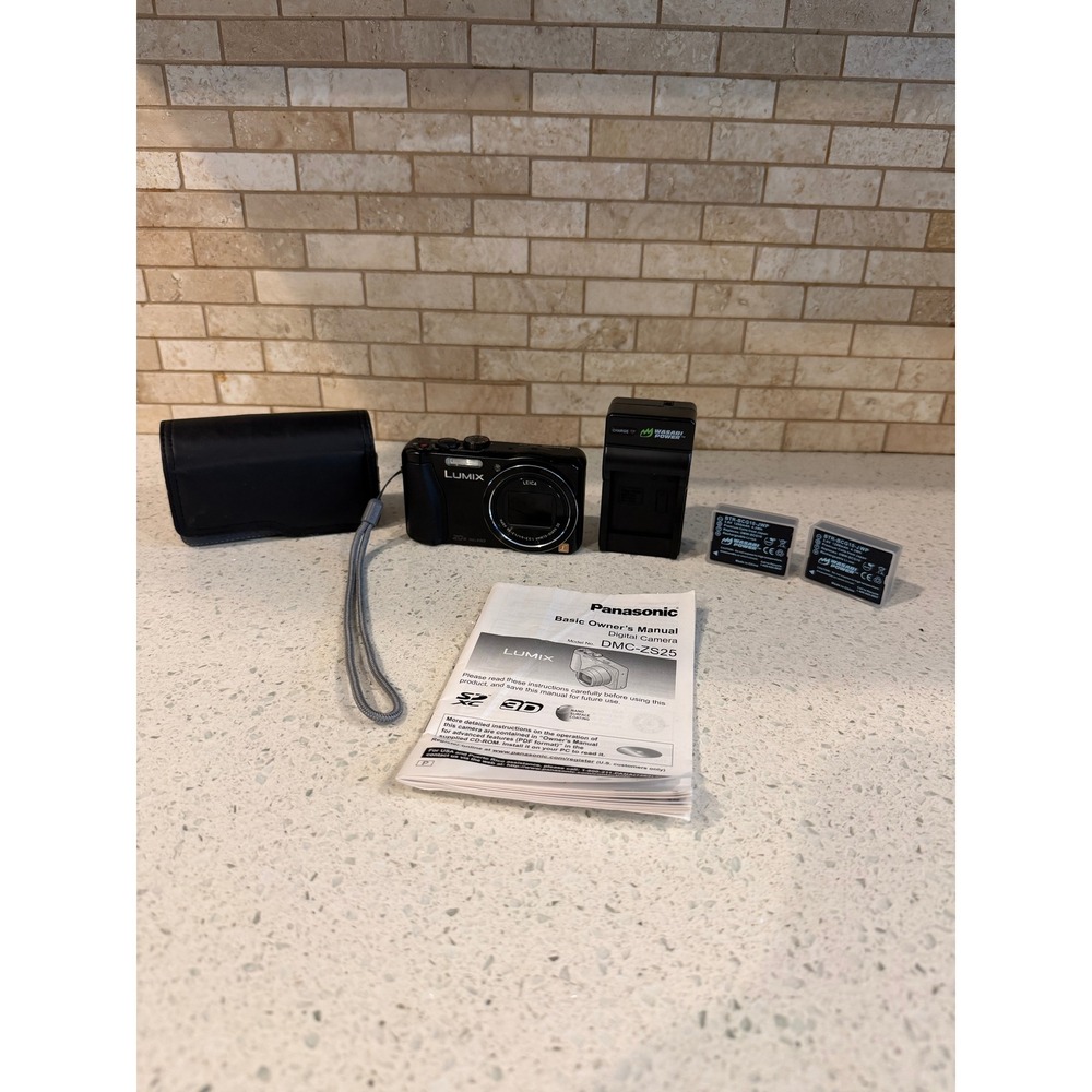 anasonic Lumix DMC-ZS25 16.1MP Digital Camera Black Bundle Tested Works Great